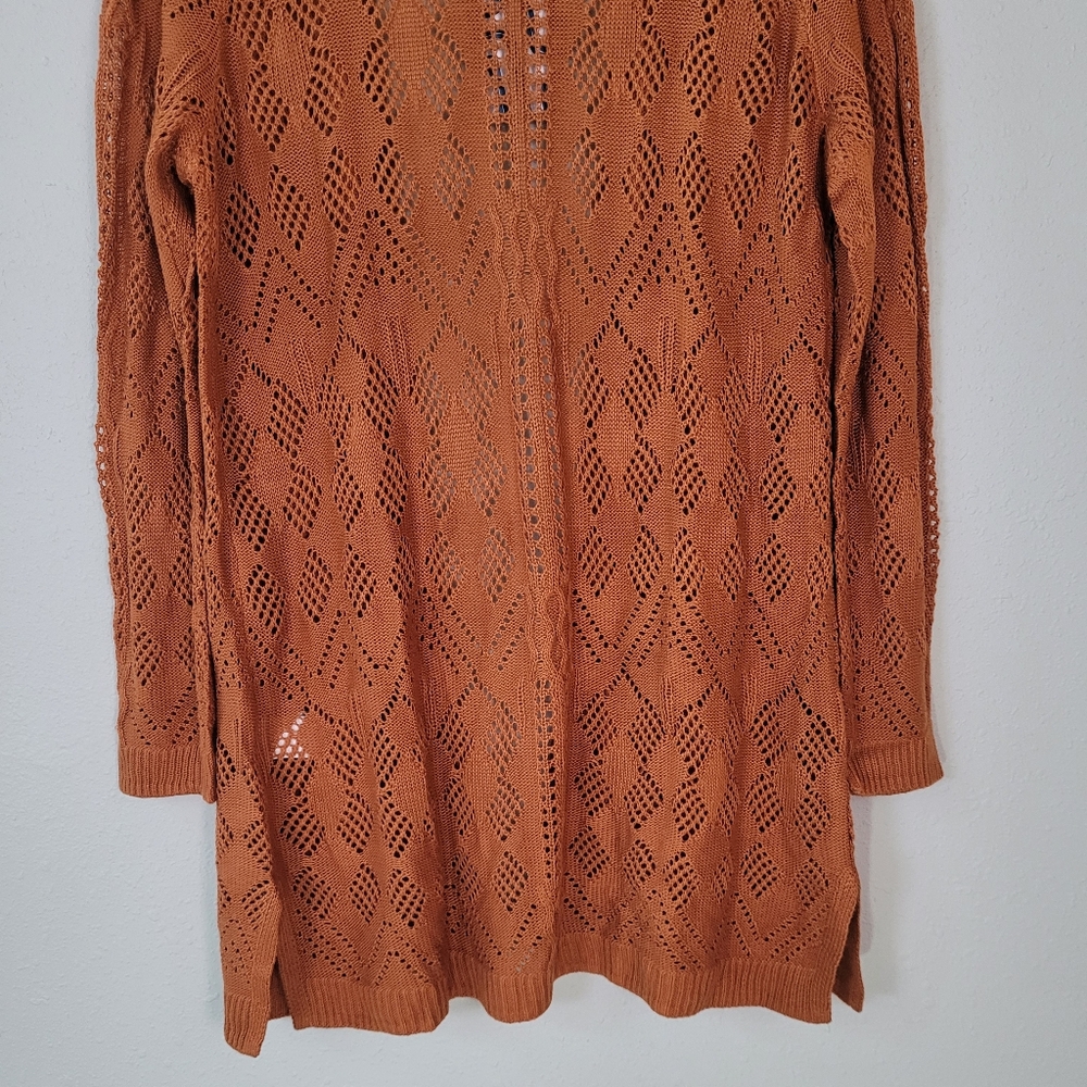 Market & Spruce Openwork Knit Cardigan - Rust - Picture 13 of 14